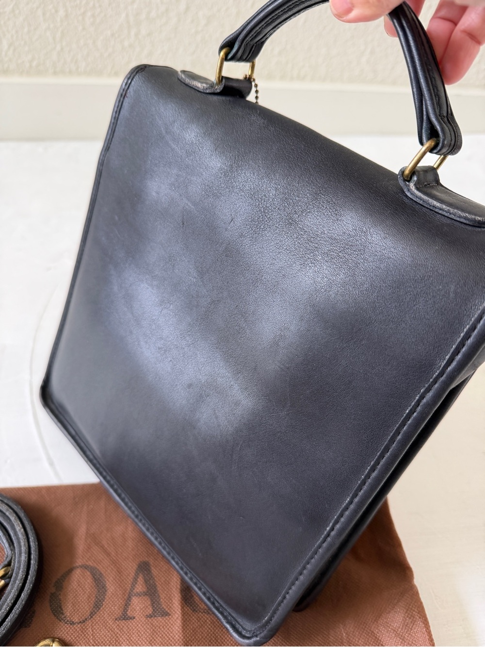 Vintage Coach Black Station Crossbody Top Satchel Bag With Dust Bag - Picture 6 of 12